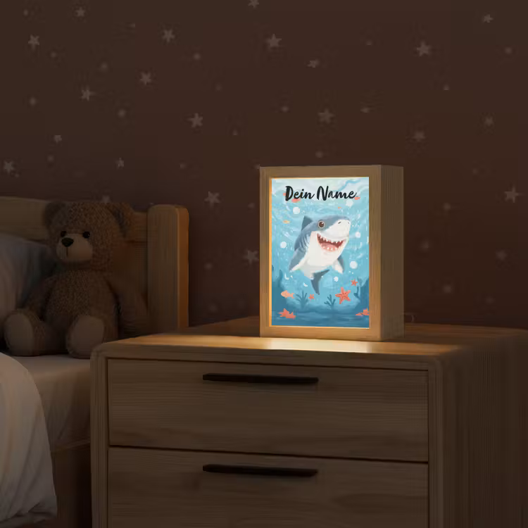 Haai - Vissen - Blauw - Onderwater Light Box met kabel (Kinderlampje) klein -sfeer1_kind