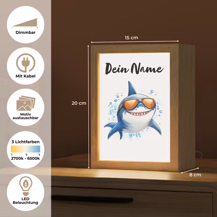 Haai - Zonnebril - Blauw - Water Light Box met kabel (Kinderlampje) klein -USP_websiteoverzichtDE