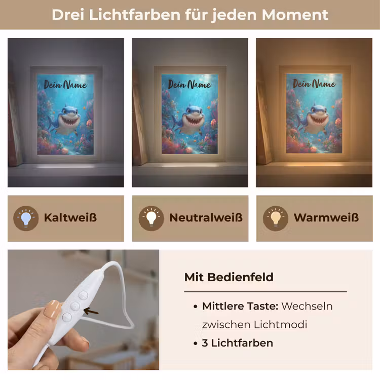 Haai - Onderwaterwereld - Oceaan Light Box met kabel (Kinderlampje) klein -USP_lichtkleurDE