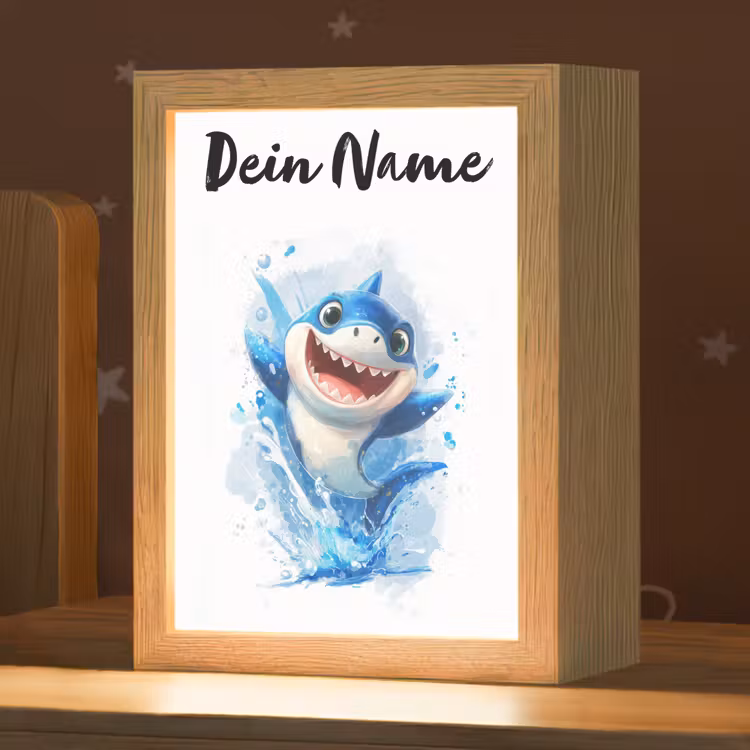 Haai - Water - Blauw Light Box met kabel (Kinderlampje) klein -zzz_3d_website