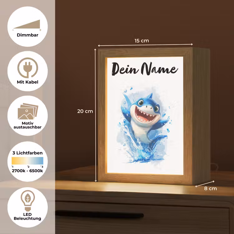Haai - Water - Blauw Light Box met kabel (Kinderlampje) klein -USP_websiteoverzichtDE