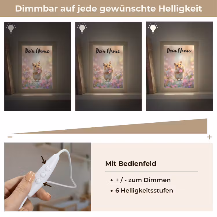 Hamster - Bloemen - Roze - Oranje Light Box met kabel (Kinderlampje) klein -USP_dimbaarDE