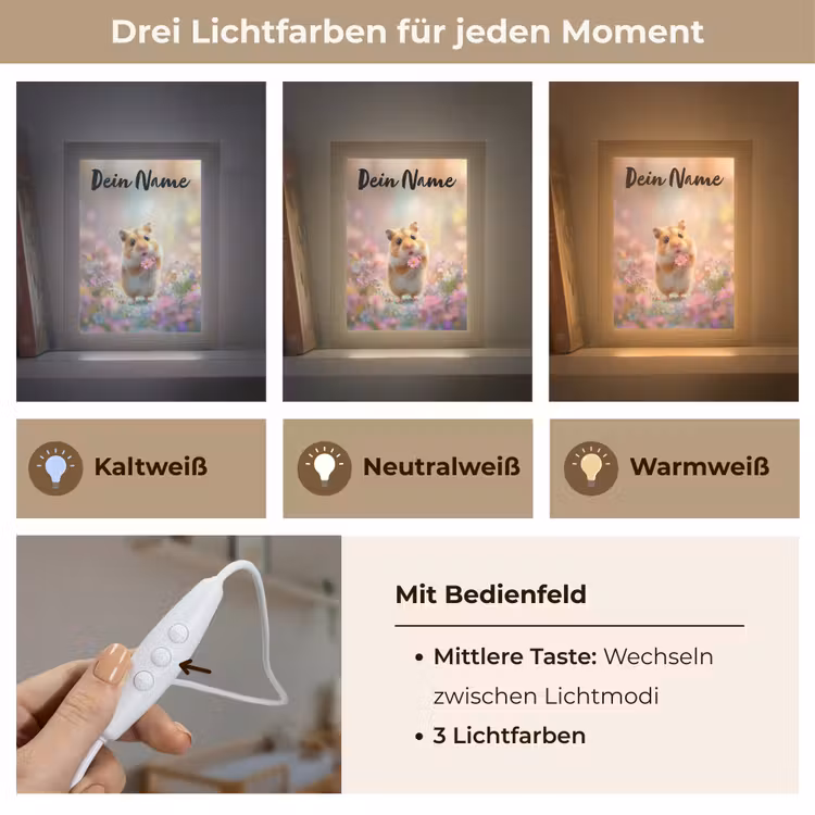 Hamster - Bloemen - Roze - Oranje Light Box met kabel (Kinderlampje) klein -USP_lichtkleurDE