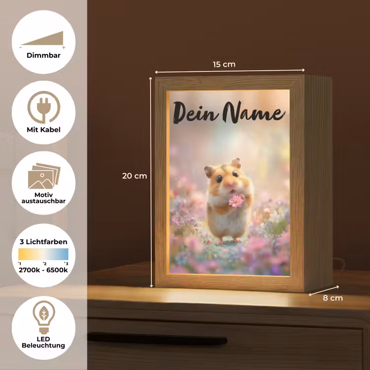 Hamster - Bloemen - Roze - Oranje Light Box met kabel (Kinderlampje) klein -USP_websiteoverzichtDE