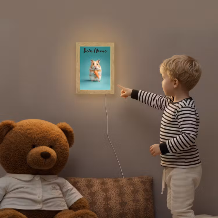 Hamster - Wortel - Blauw Light Box met kabel (Kinderlampje) klein -sfeer4a_kind