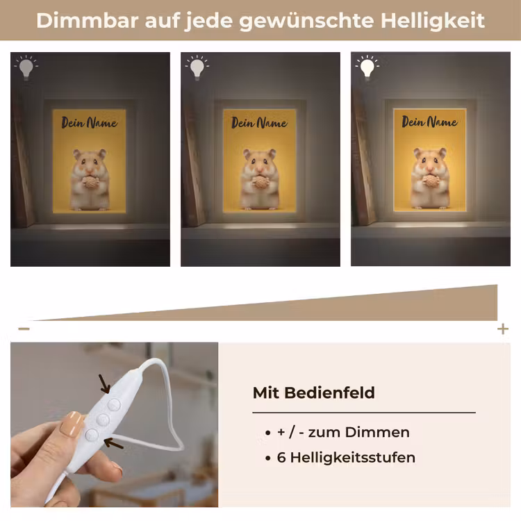 Hamster - Nootje - Geel - Knaagdier Light Box met kabel (Kinderlampje) klein -USP_dimbaarDE