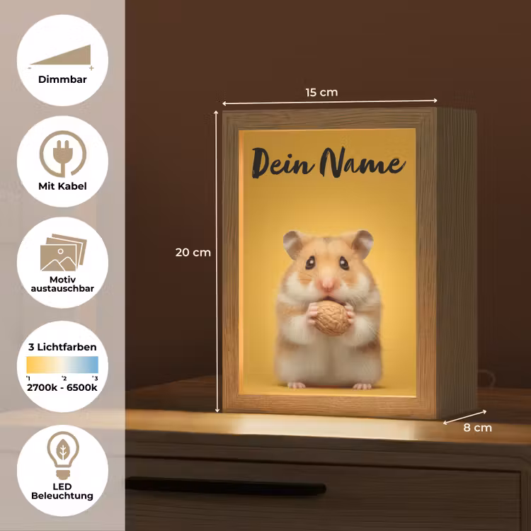 Hamster - Nootje - Geel - Knaagdier Light Box met kabel (Kinderlampje) klein -USP_websiteoverzichtDE