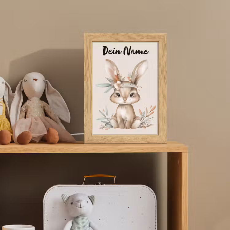 Haas - Dier - Bohemian - Pastel kleuren Light Box met kabel (Kinderlampje) klein -sfeer2_kind