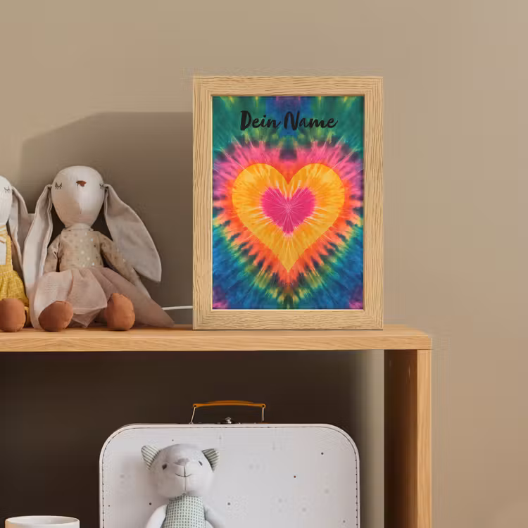 Hart - Kleurrijk - Regenboog - Tie Dye Light Box met kabel (Kinderlampje) klein -sfeer2_kind