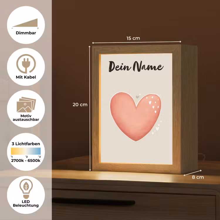 Hart - Rood - Minimalistisch Light Box met kabel (Kinderlampje) klein -USP_websiteoverzichtDE