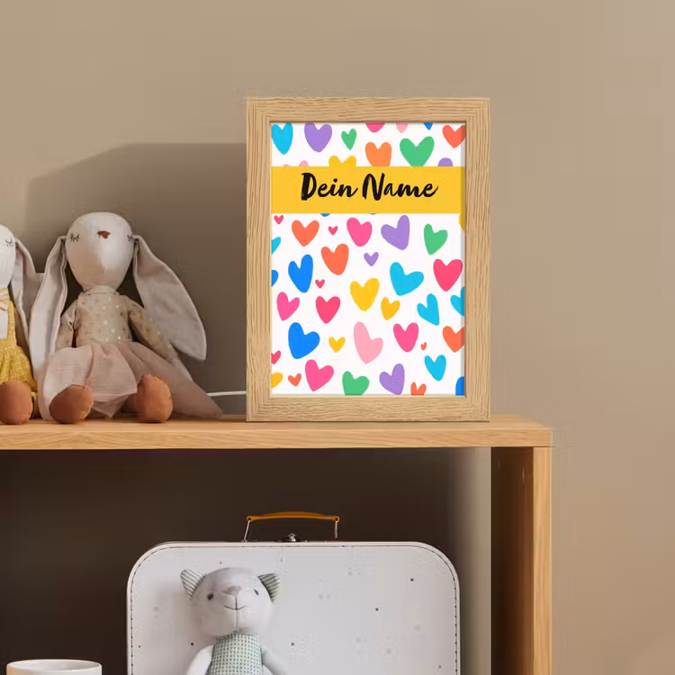 Hartjes - Kleurrijk - Patroon Light Box met kabel (Kinderlampje) klein -sfeer2_kind