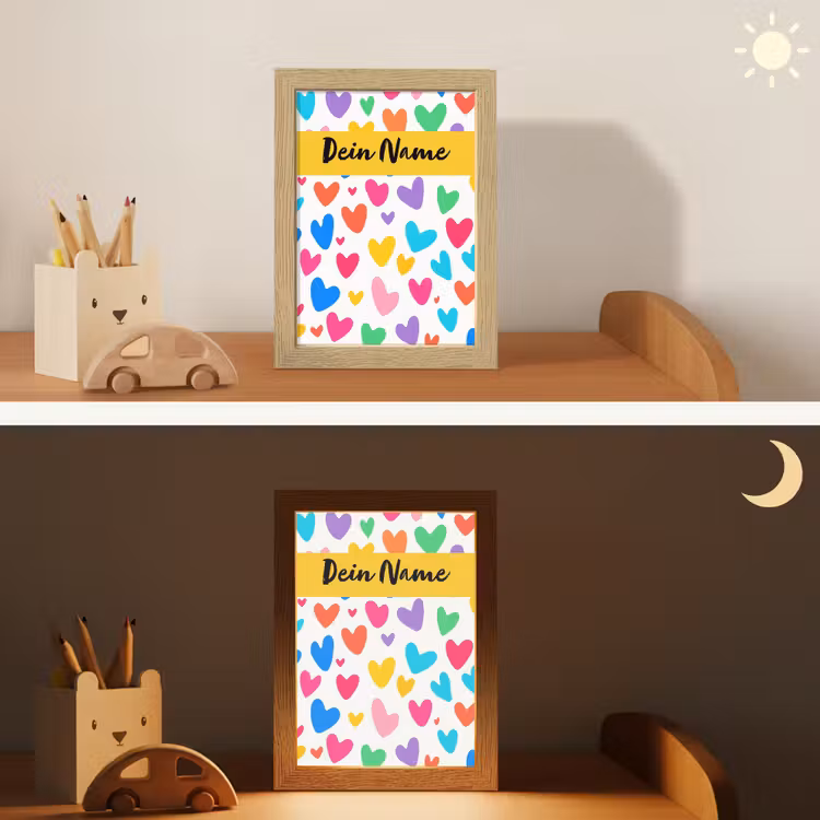 Hartjes - Kleurrijk - Patroon Light Box met kabel (Kinderlampje) klein -sfeer3_kind