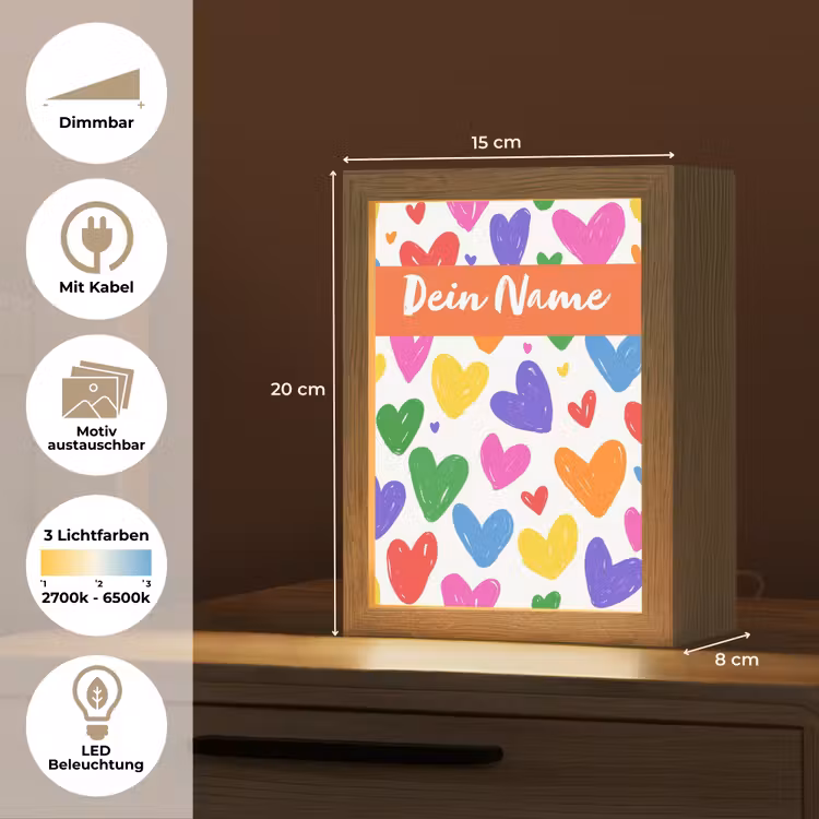 Hartjes - Patroon - Kleurrijk Light Box met kabel (Kinderlampje) klein -USP_websiteoverzichtDE