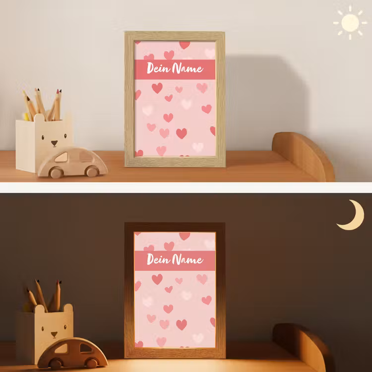 Hartjes - Patroon - Roze Light Box met kabel (Kinderlampje) klein -sfeer3_kind