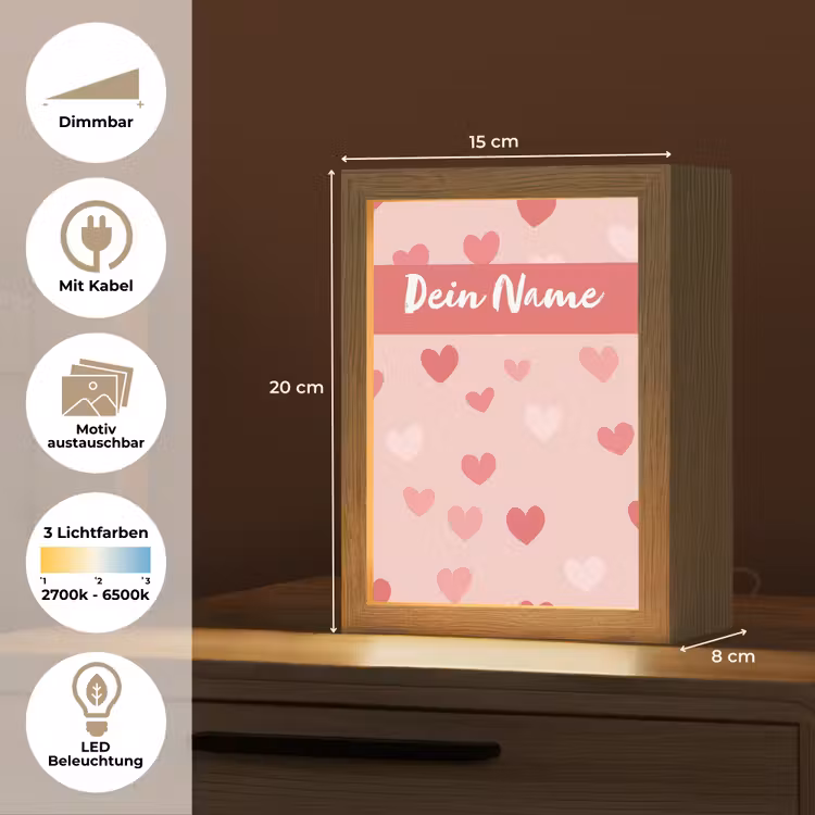 Hartjes - Patroon - Roze Light Box met kabel (Kinderlampje) klein -USP_websiteoverzichtDE