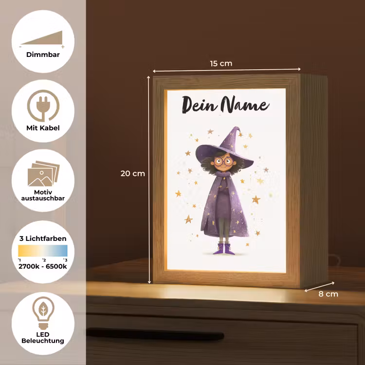 Heks - Paars - Sterren - Heksenhoed Light Box met kabel (Kinderlampje) klein -USP_websiteoverzichtDE