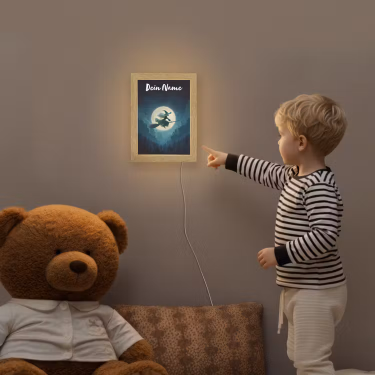 Heks - Maan - Bos - Magisch Light Box met kabel (Kinderlampje) klein -sfeer4a_kind