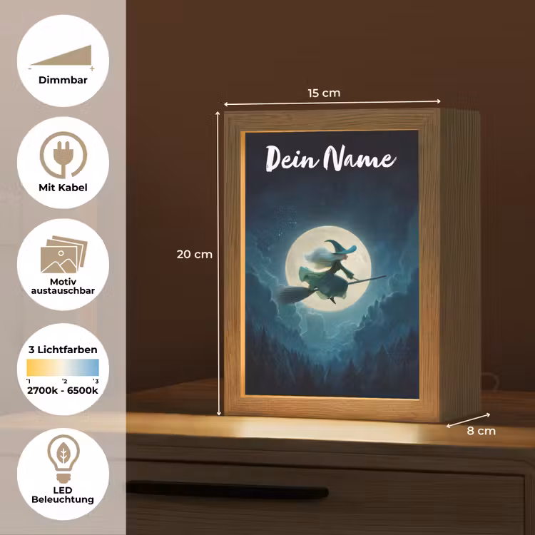 Heks - Maan - Bos - Magisch Light Box met kabel (Kinderlampje) klein -USP_websiteoverzichtDE