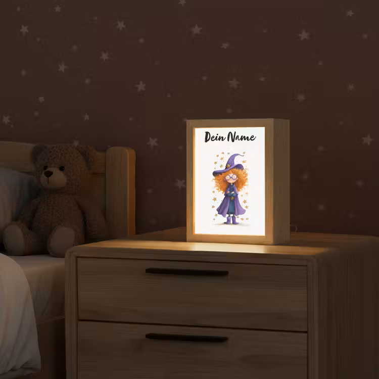 Toverheks - Sterren - Paars Light Box met kabel (Kinderlampje) klein -sfeer1_kind