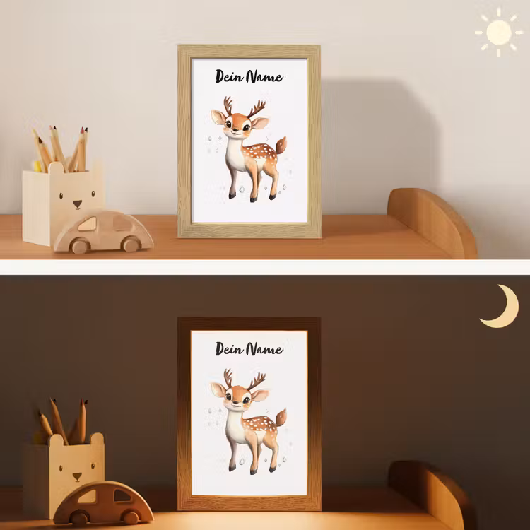 Hert - Dier - Bruin Light Box met kabel (Kinderlampje) klein -sfeer3_kind