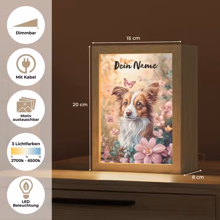 Hond - Bloemen - Roze Light Box met kabel (Kinderlampje) klein -USP_websiteoverzichtDE