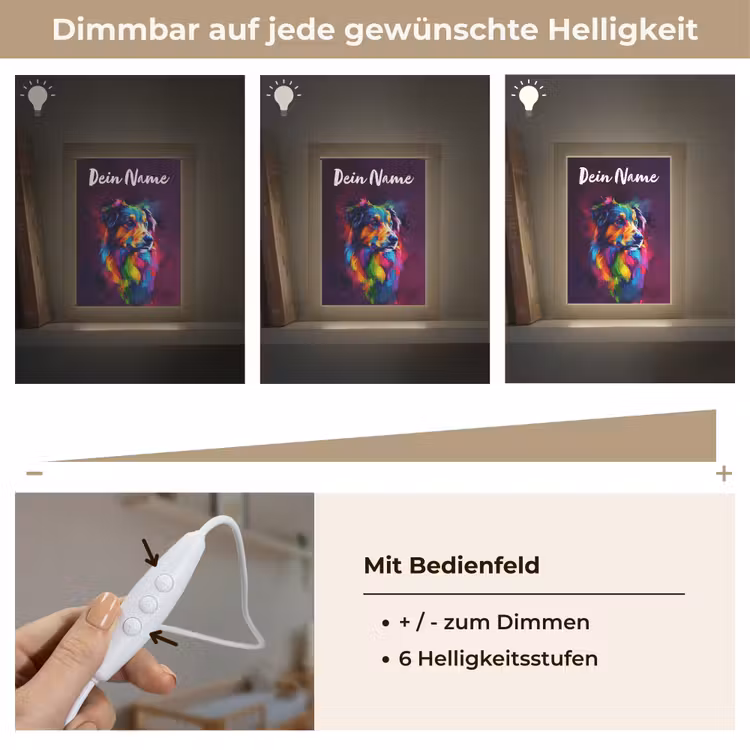 Hond - Kleurrijk - Dier - Dierenhoofd Light Box met kabel (Kinderlampje) klein -USP_dimbaarDE