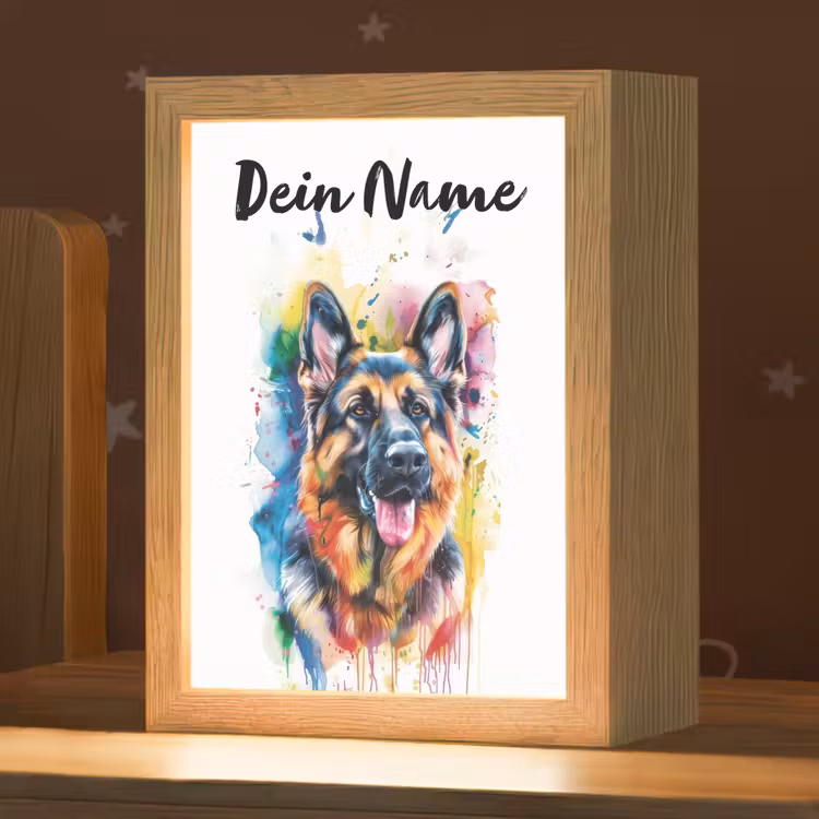 Hond - Verf - Dieren - Kleurrijk - Duitse Herder Light Box met kabel (Kinderlampje) klein -zzz_3d_website