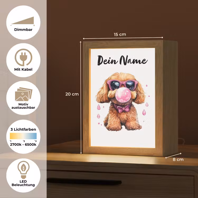 Hond - Roze - Kauwgom Light Box met kabel (Kinderlampje) klein -USP_websiteoverzichtDE