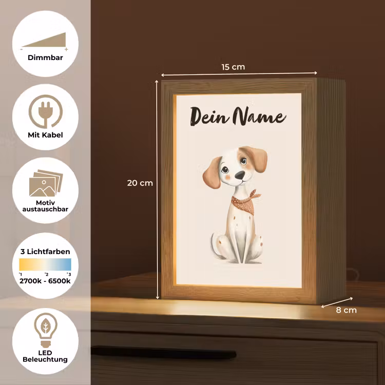 Hond - Pup - Beige Light Box met kabel (Kinderlampje) klein -USP_websiteoverzichtDE