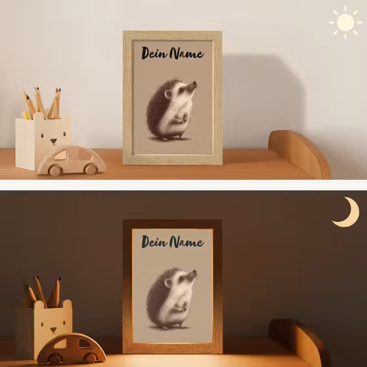Egel - Snuitje - Bruin - Stekels Light Box met kabel (Kinderlampje) klein -sfeer3_kind