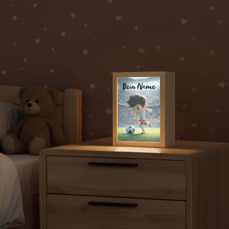 Jongen - Voetbal - Stadion - Zonlicht Light Box met kabel (Kinderlampje) klein -sfeer1_kind