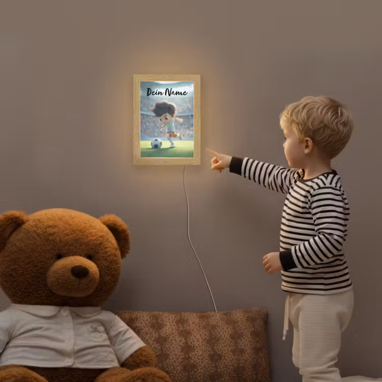 Jongen - Voetbal - Stadion - Zonlicht Light Box met kabel (Kinderlampje) klein -sfeer4a_kind