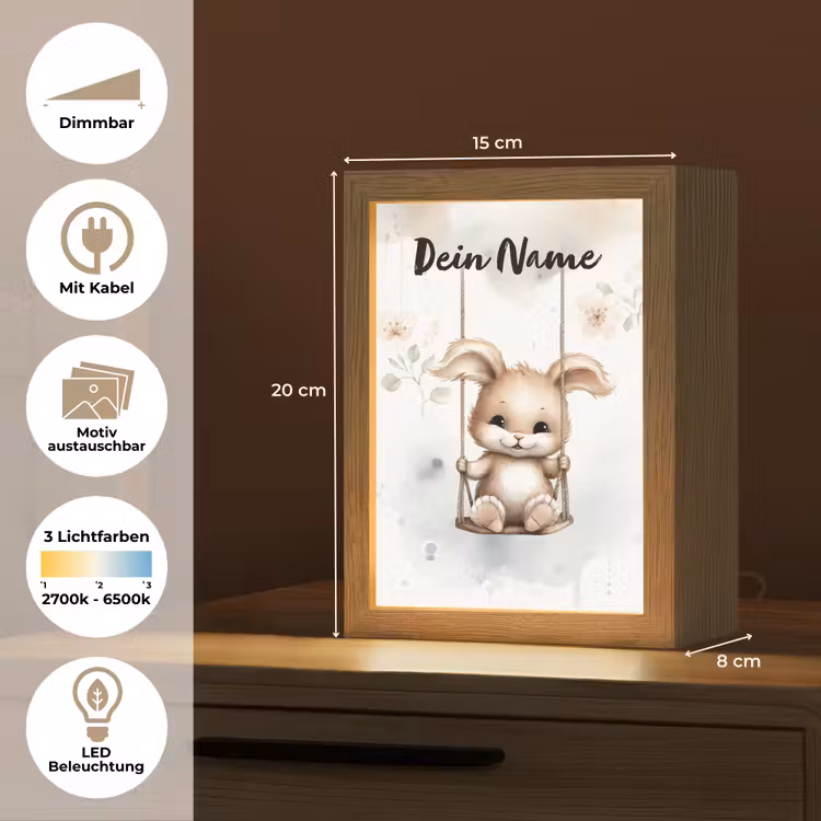 Konijn - Baby dier - Kinderen Light Box met kabel (Kinderlampje) klein -USP_websiteoverzichtDE