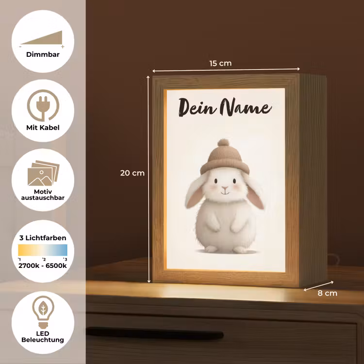 Konijn - Muts - Oren - Beige Light Box met kabel (Kinderlampje) klein -USP_websiteoverzichtDE
