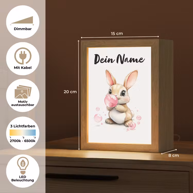Konijn - Roze - Bellen Light Box met kabel (Kinderlampje) klein -USP_websiteoverzichtDE