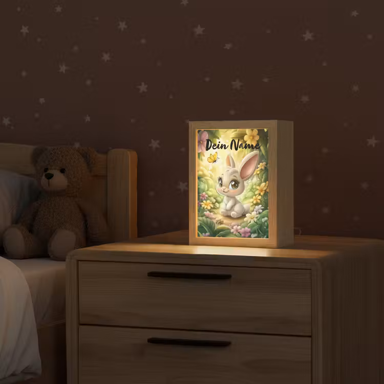 Konijn - Zonlicht - Sprookjesachtig - Vlinder Light Box met kabel (Kinderlampje) klein -sfeer1_kind