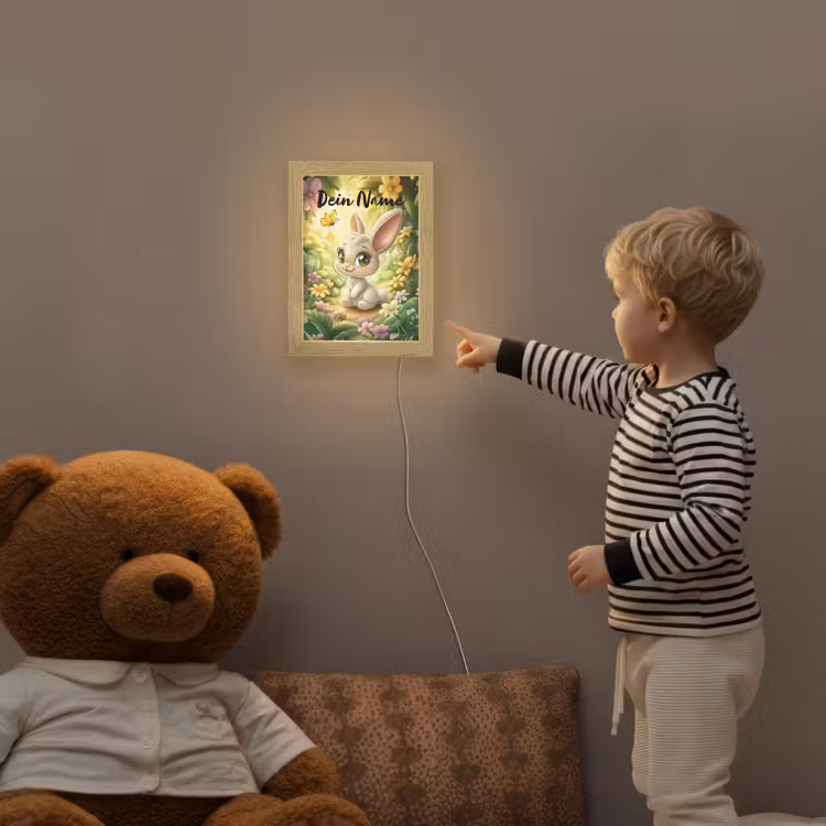 Konijn - Zonlicht - Sprookjesachtig - Vlinder Light Box met kabel (Kinderlampje) klein -sfeer4a_kind