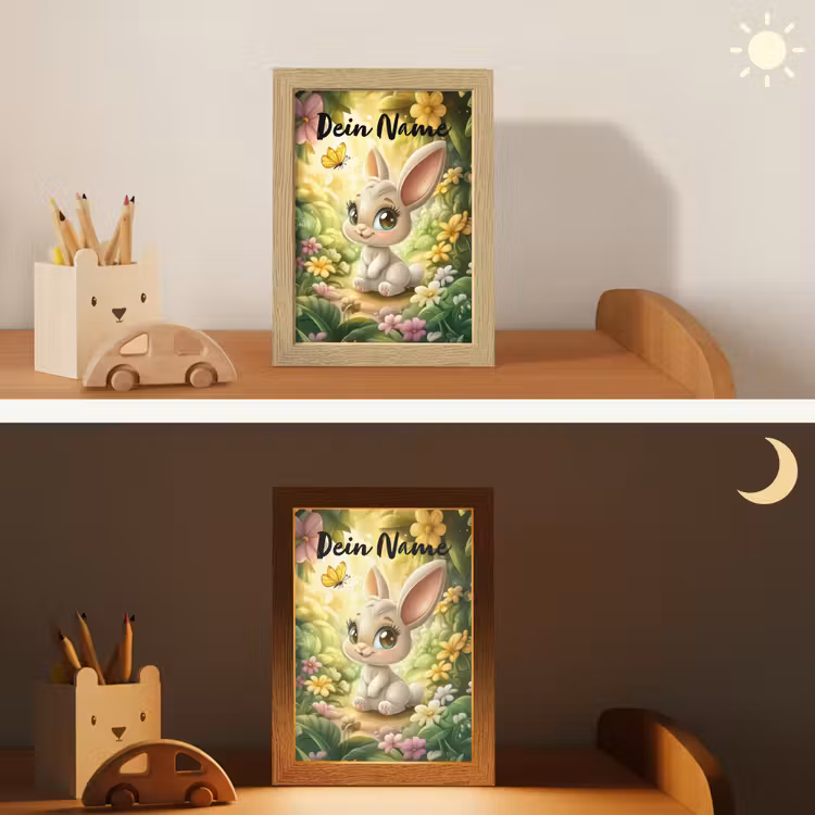 Konijn - Zonlicht - Sprookjesachtig - Vlinder Light Box met kabel (Kinderlampje) klein -sfeer3_kind