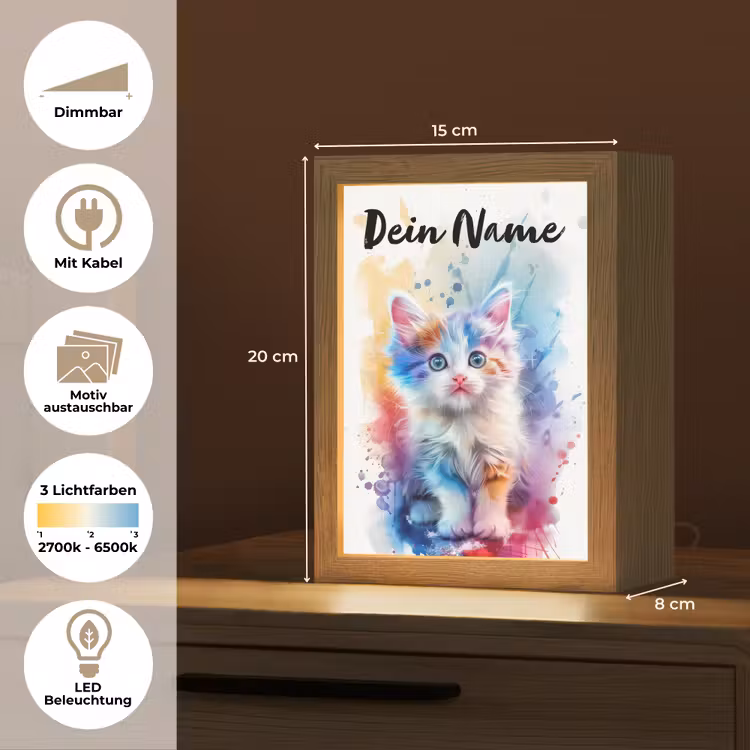 Kat - Kleurrijk - Verf - Dier - Wit Light Box met kabel (Kinderlampje) klein -USP_websiteoverzichtDE