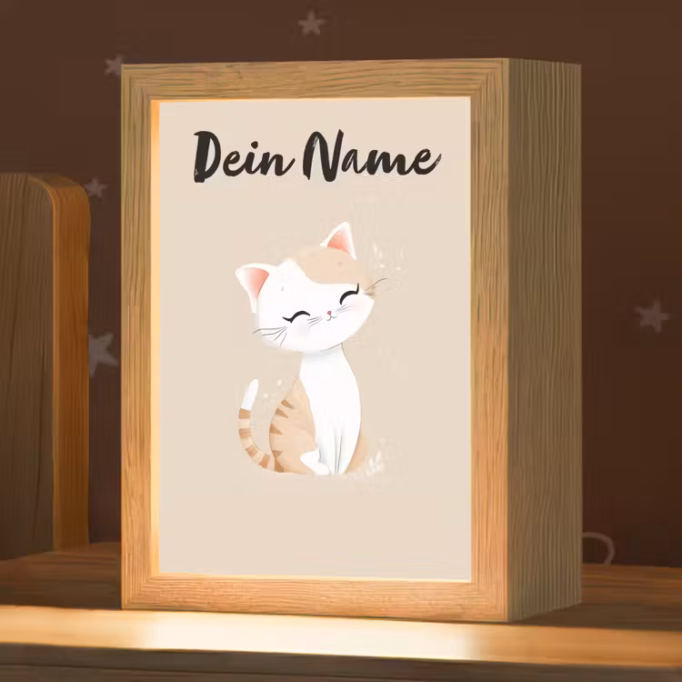 Kat - Kitten - Beige Light Box met kabel (Kinderlampje) klein -zzz_3d_website