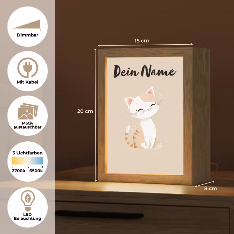 Kat - Kitten - Beige Light Box met kabel (Kinderlampje) klein -USP_websiteoverzichtDE