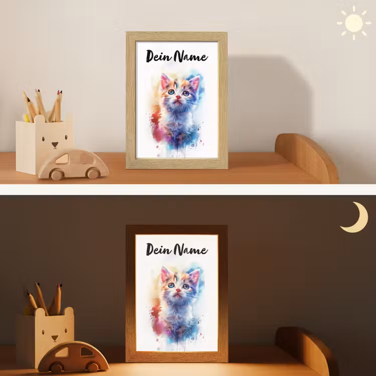 Kat - Portret - Kleuren - Verf - Wit Light Box met kabel (Kinderlampje) klein -sfeer3_kind