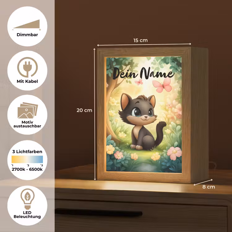 Kat - Vlinder - Bloemen Light Box met kabel (Kinderlampje) klein -USP_websiteoverzichtDE