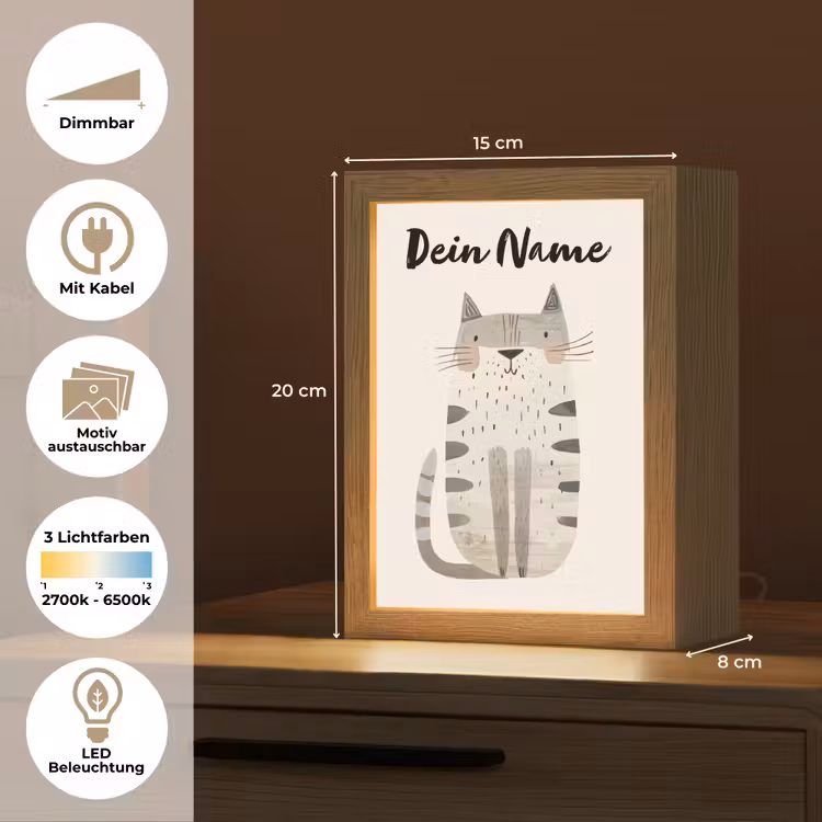 Kat - Dieren - Beige Light Box met kabel (Kinderlampje) klein -USP_websiteoverzichtDE