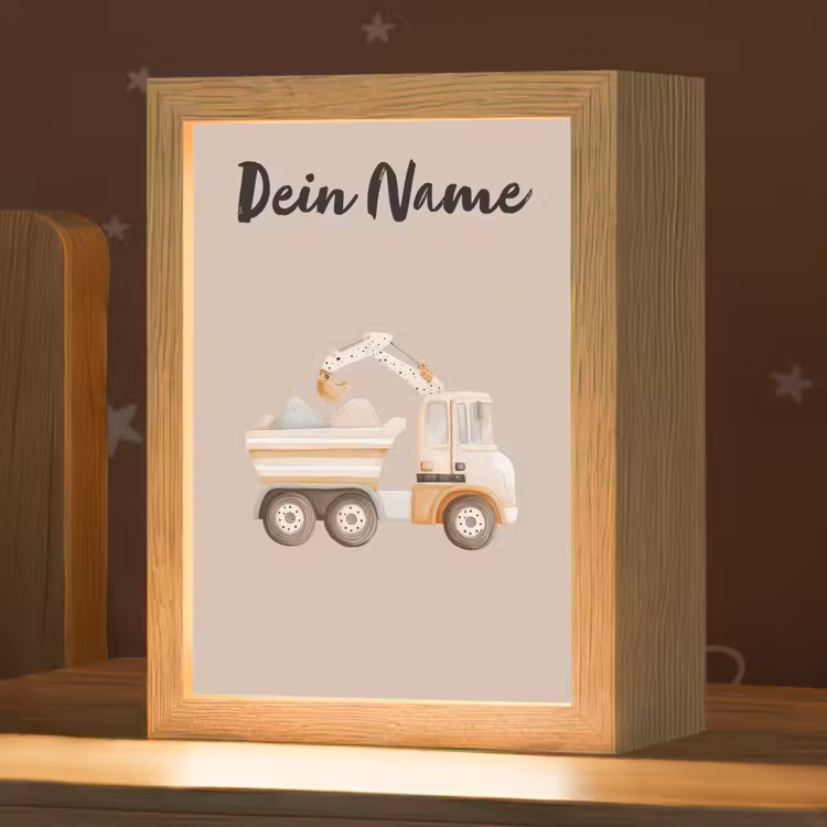 Kiepwagen - Auto - Beige - Stenen Light Box met kabel (Kinderlampje) klein -zzz_3d_website