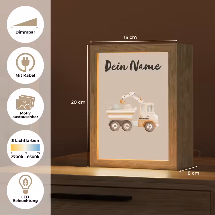 Kiepwagen - Auto - Beige - Stenen Light Box met kabel (Kinderlampje) klein -USP_websiteoverzichtDE