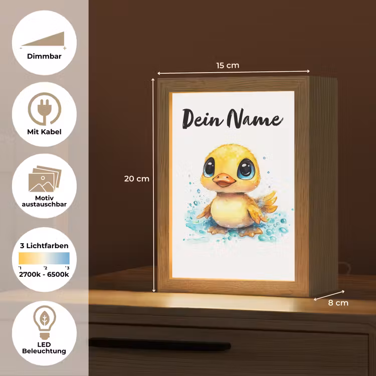 Eendje - Badeend - Geel Light Box met kabel (Kinderlampje) klein -USP_websiteoverzichtDE