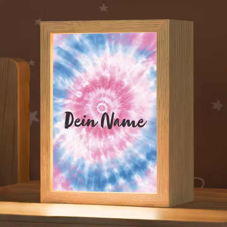 Tie dye - Abstract - Blauw - Roze Light Box met kabel (Kinderlampje) klein -zzz_3d_website