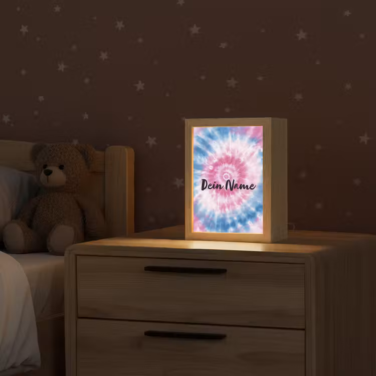 Tie dye - Abstract - Blauw - Roze Light Box met kabel (Kinderlampje) klein -sfeer1_kind