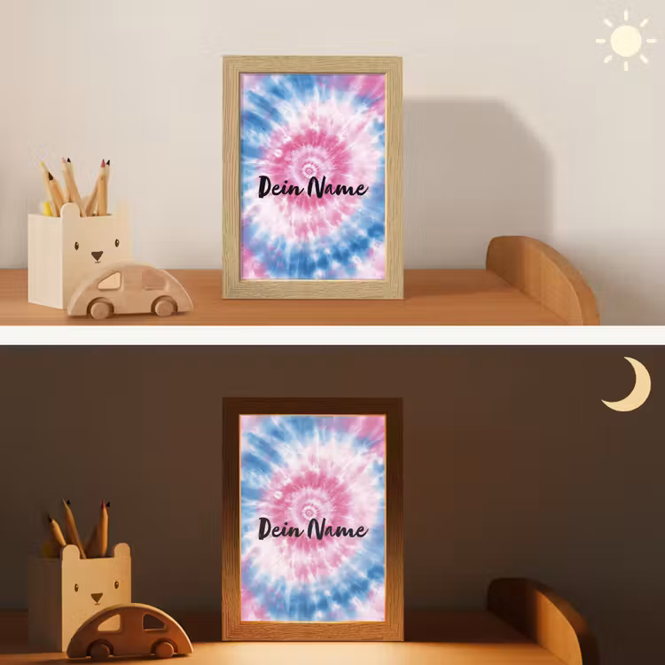 Tie dye - Abstract - Blauw - Roze Light Box met kabel (Kinderlampje) klein -sfeer3_kind